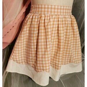 Ank Rouge Mini Skirt Small Orange Gingham Cosplay Party Casual Festival Mori Kei